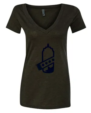 That Mild Sauce Next Level Apparel Ladies CVC V Neck Tee - CHARCOAL