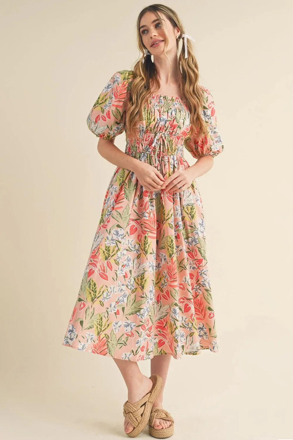 The Apricot Blossom Smocked Maxi Dress