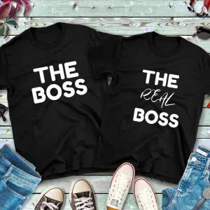The Boss - The Real Boss Matching Couples Shirts, Mens Tee and Womens Tee,Gift for Her,Gift for Him, Matching Tee,Matching Couple Shirts