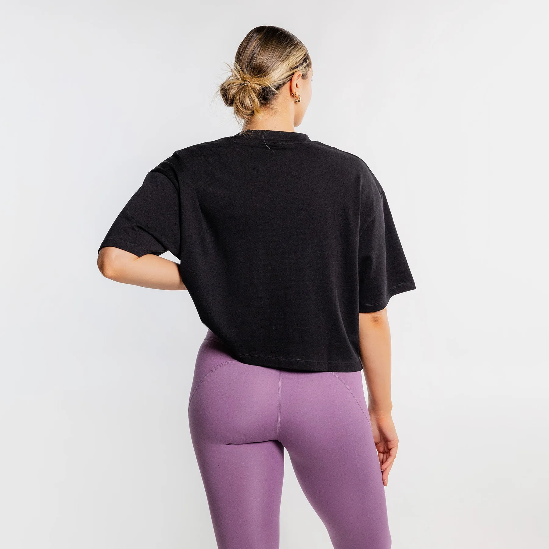 THE BRAVE - WOMEN'S LIFESTYLE OVERSIZED CROPPED T-SHIRT - BLACK/WHITE