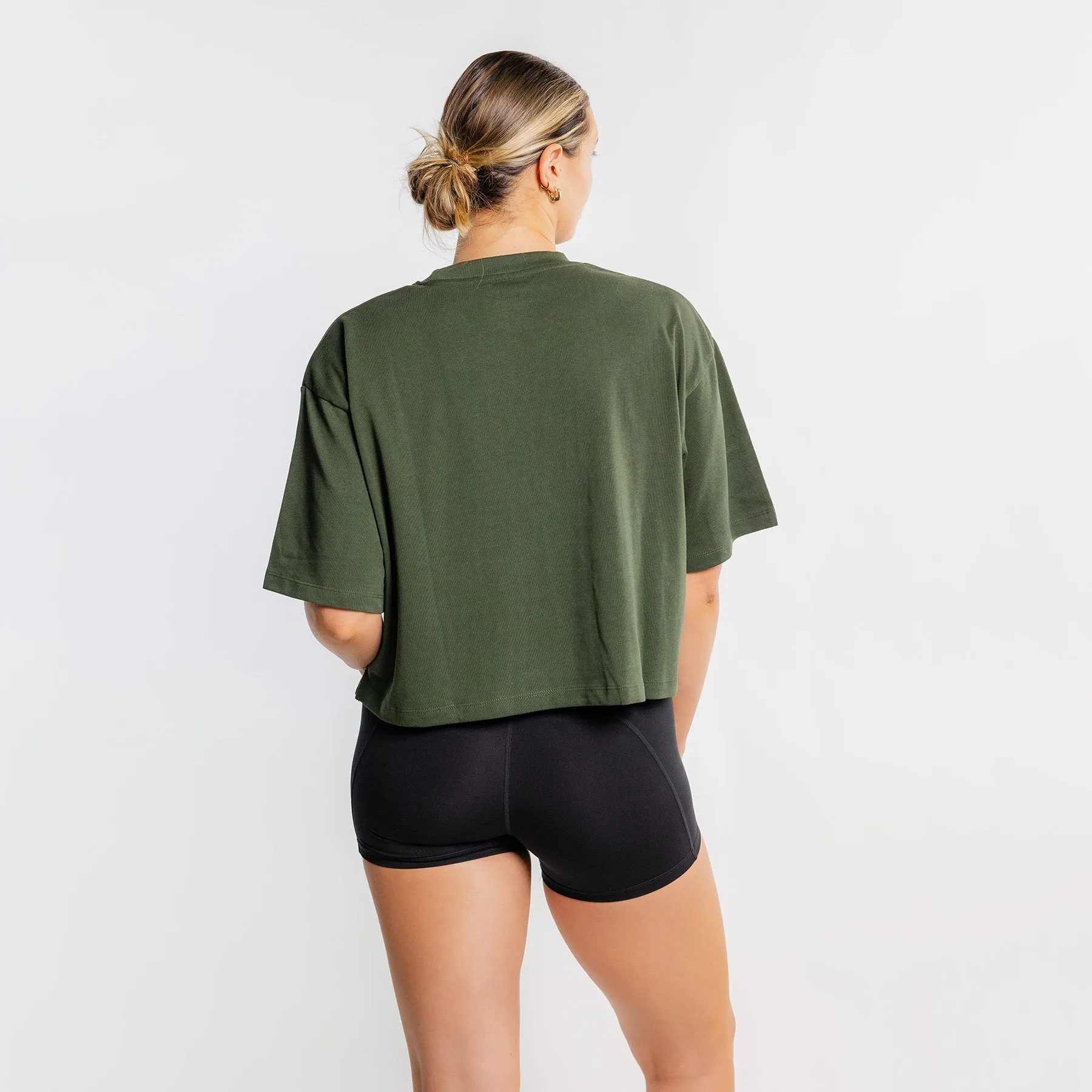 THE BRAVE - WOMEN'S LIFESTYLE OVERSIZED CROPPED T-SHIRT - DARK OLIVE