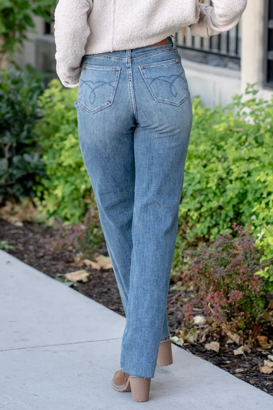 The Darmody- Judy Blue Tummy Control Raw Straight Jeans