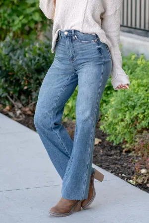 The Darmody- Judy Blue Tummy Control Raw Straight Jeans