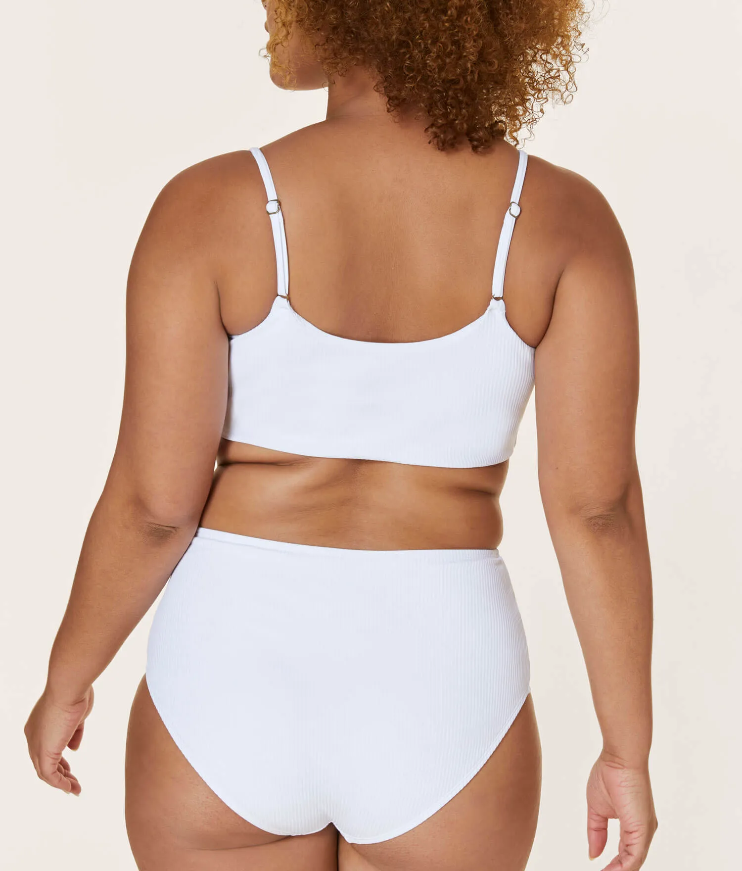 The High Waist Bikini Bottom - Ribbed - White