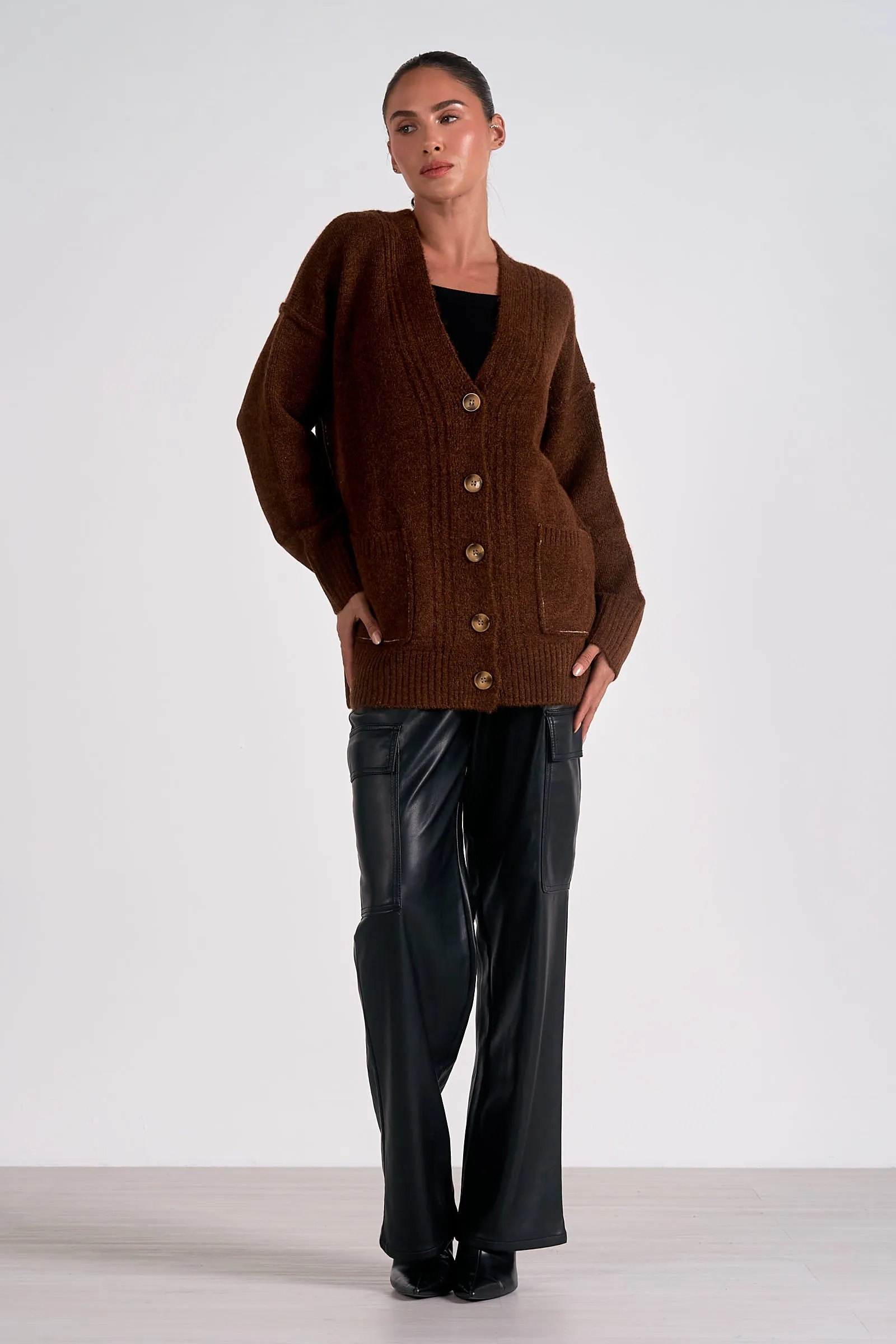 The Kailah Oversized Button Front Cardigan