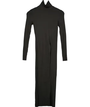 The Range Black Ribbed High Neck Midi Dress UK XS