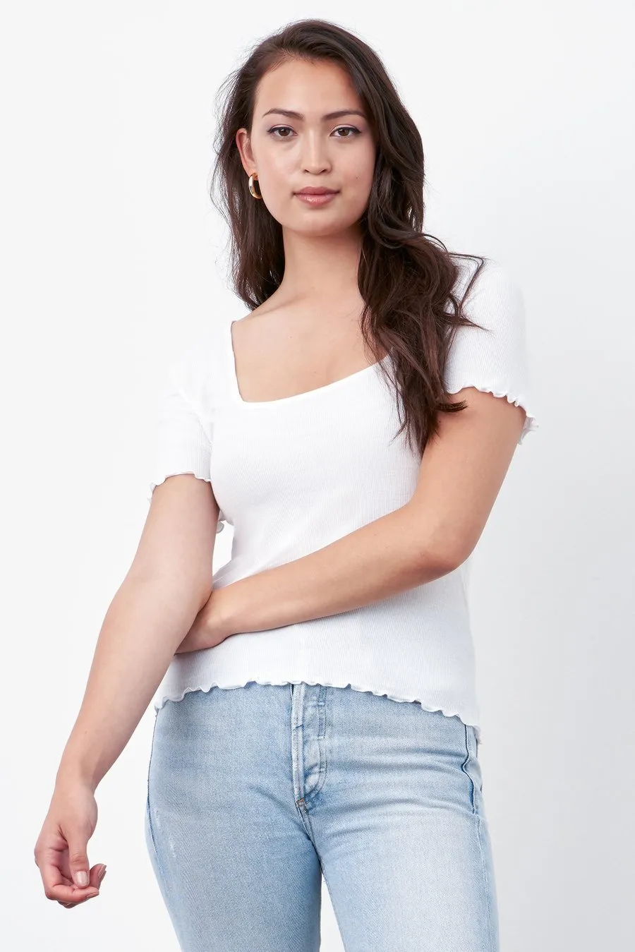 The Ribbed Square Neck Tee