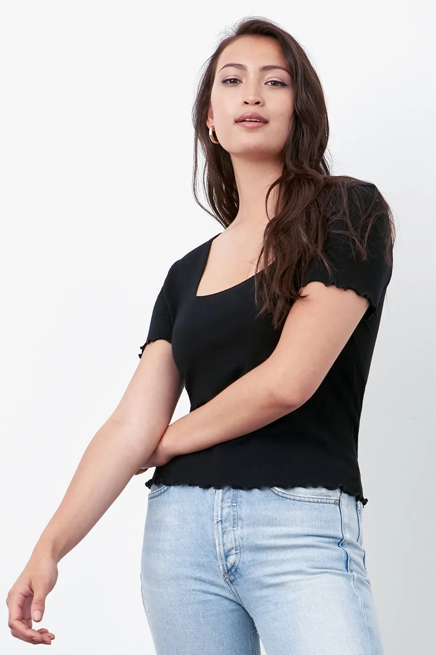 The Ribbed Square Neck Tee