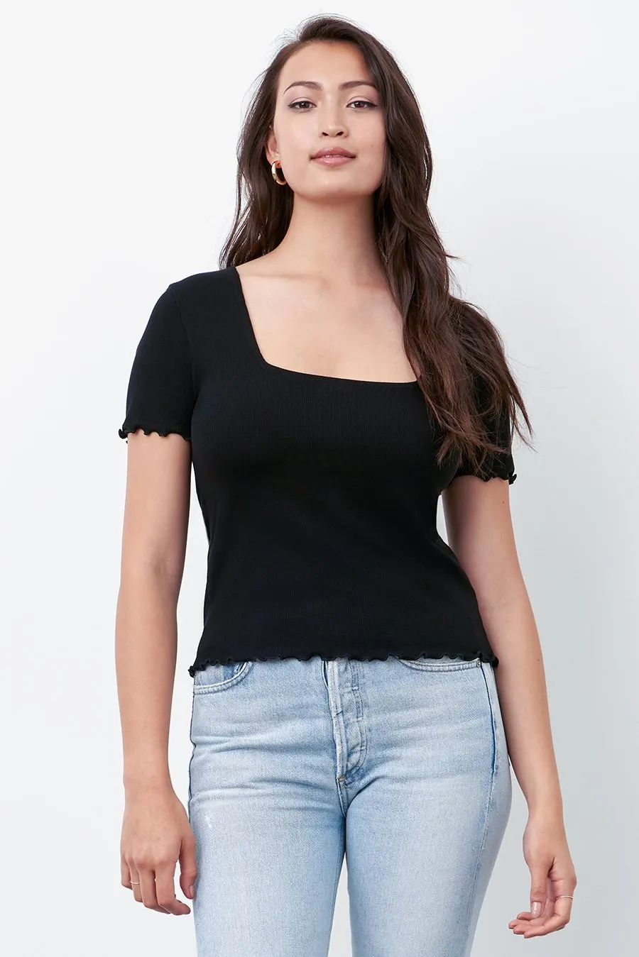 The Ribbed Square Neck Tee