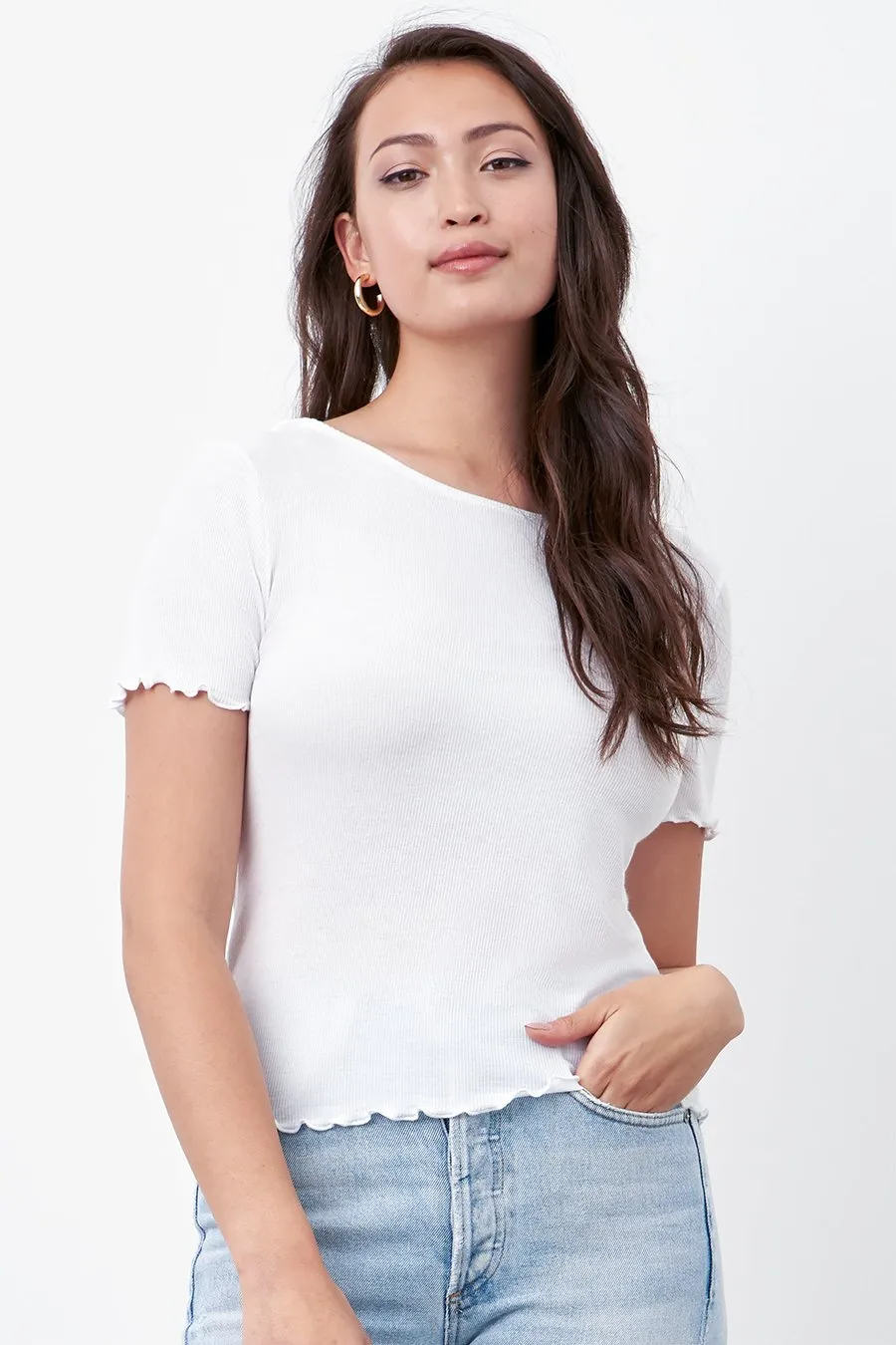 The Ribbed Square Neck Tee