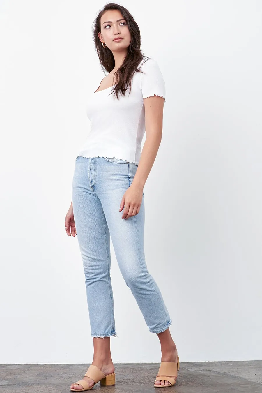 The Ribbed Square Neck Tee