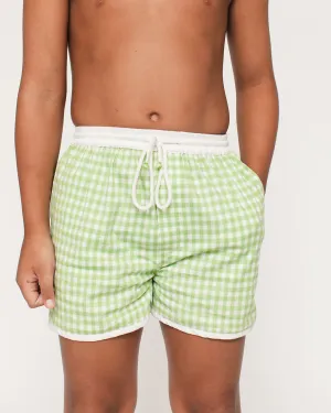 The Sea Short - Green Gingham