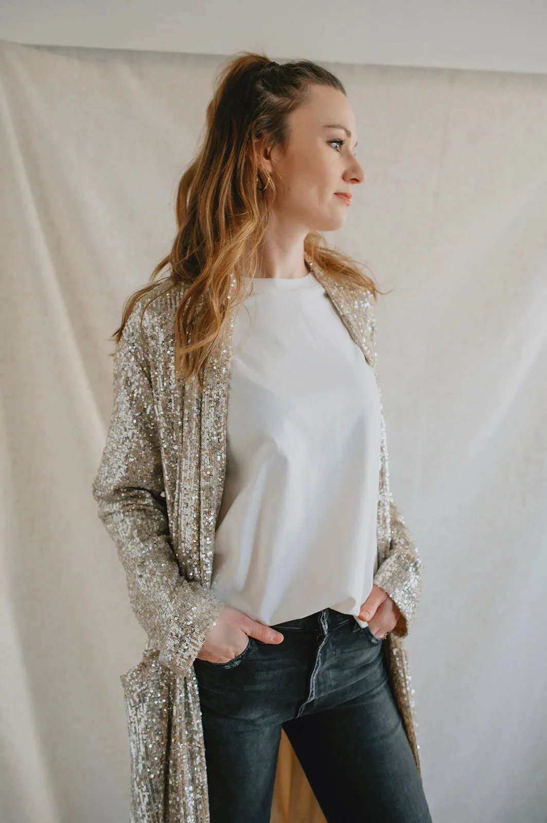 The Show Stopper Sequin Duster - Silver