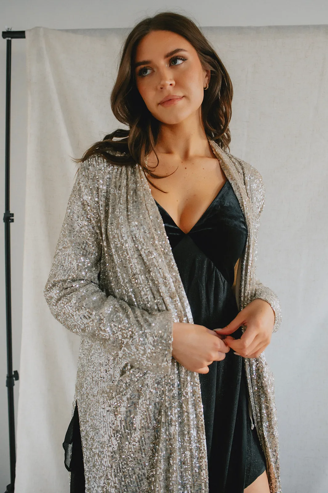 The Show Stopper Sequin Duster - Silver