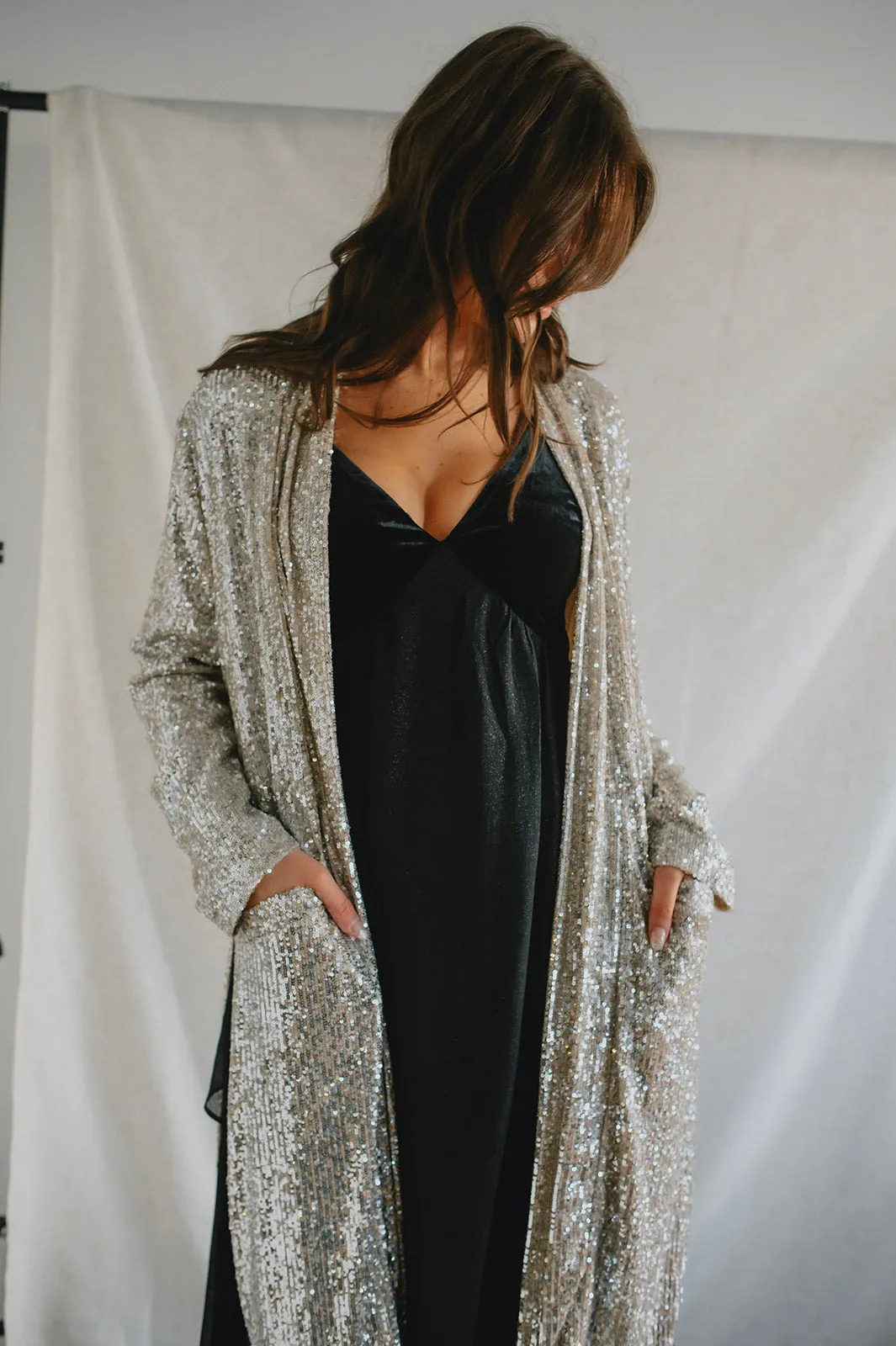 The Show Stopper Sequin Duster - Silver
