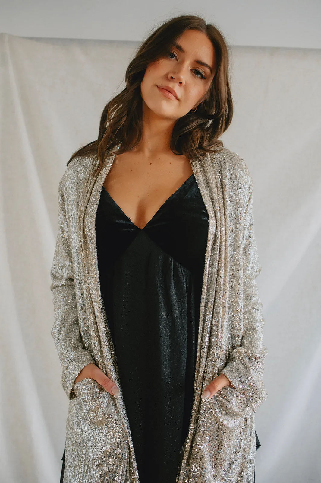 The Show Stopper Sequin Duster - Silver