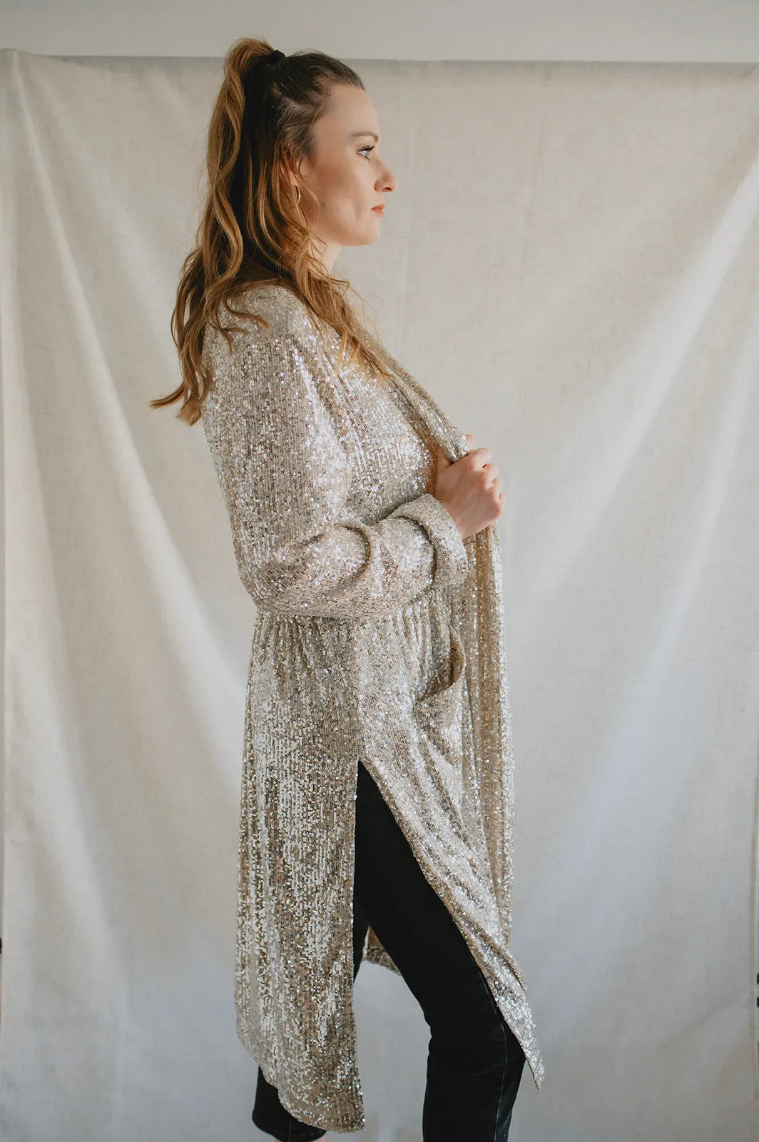 The Show Stopper Sequin Duster - Silver