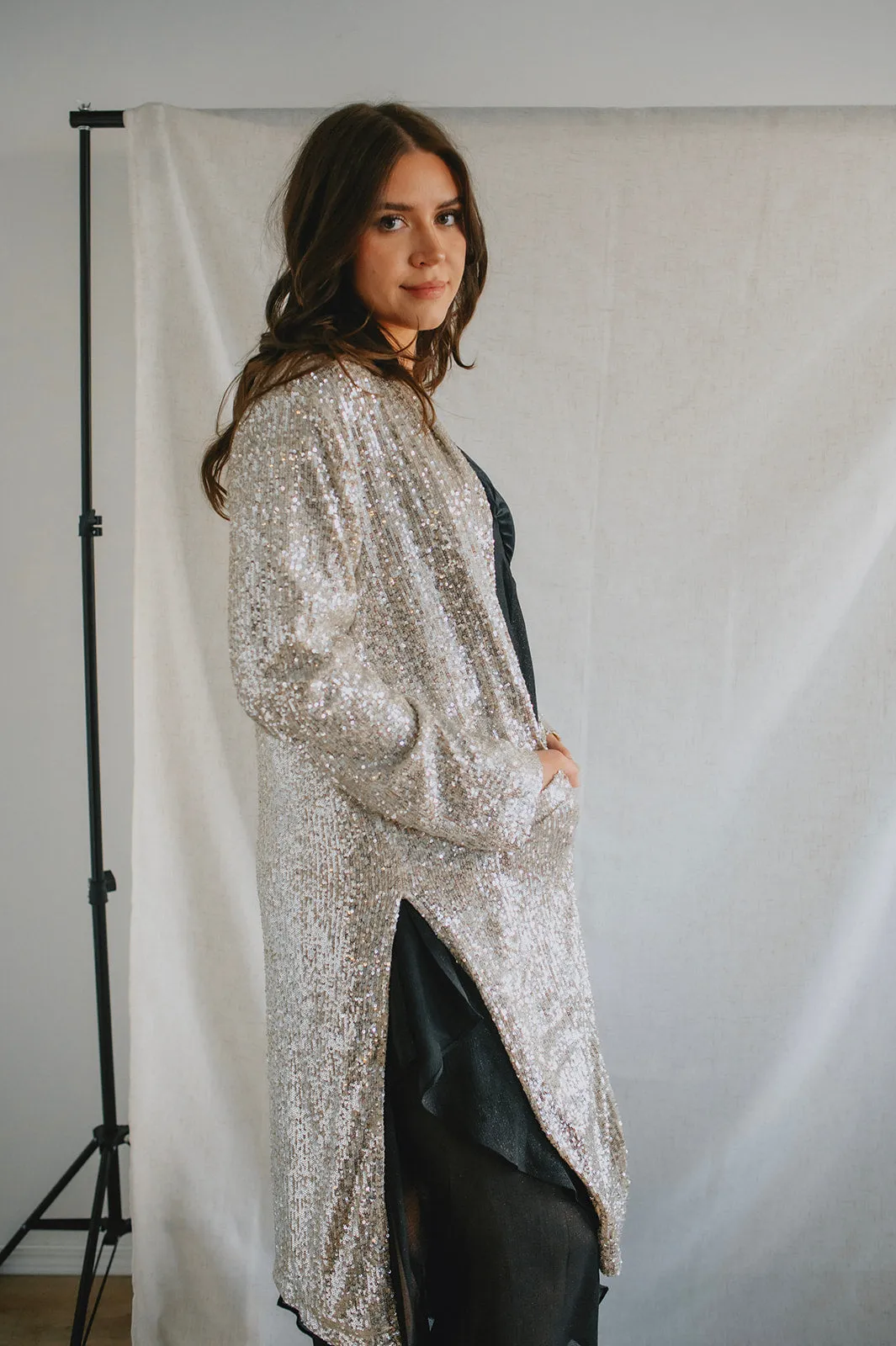 The Show Stopper Sequin Duster - Silver
