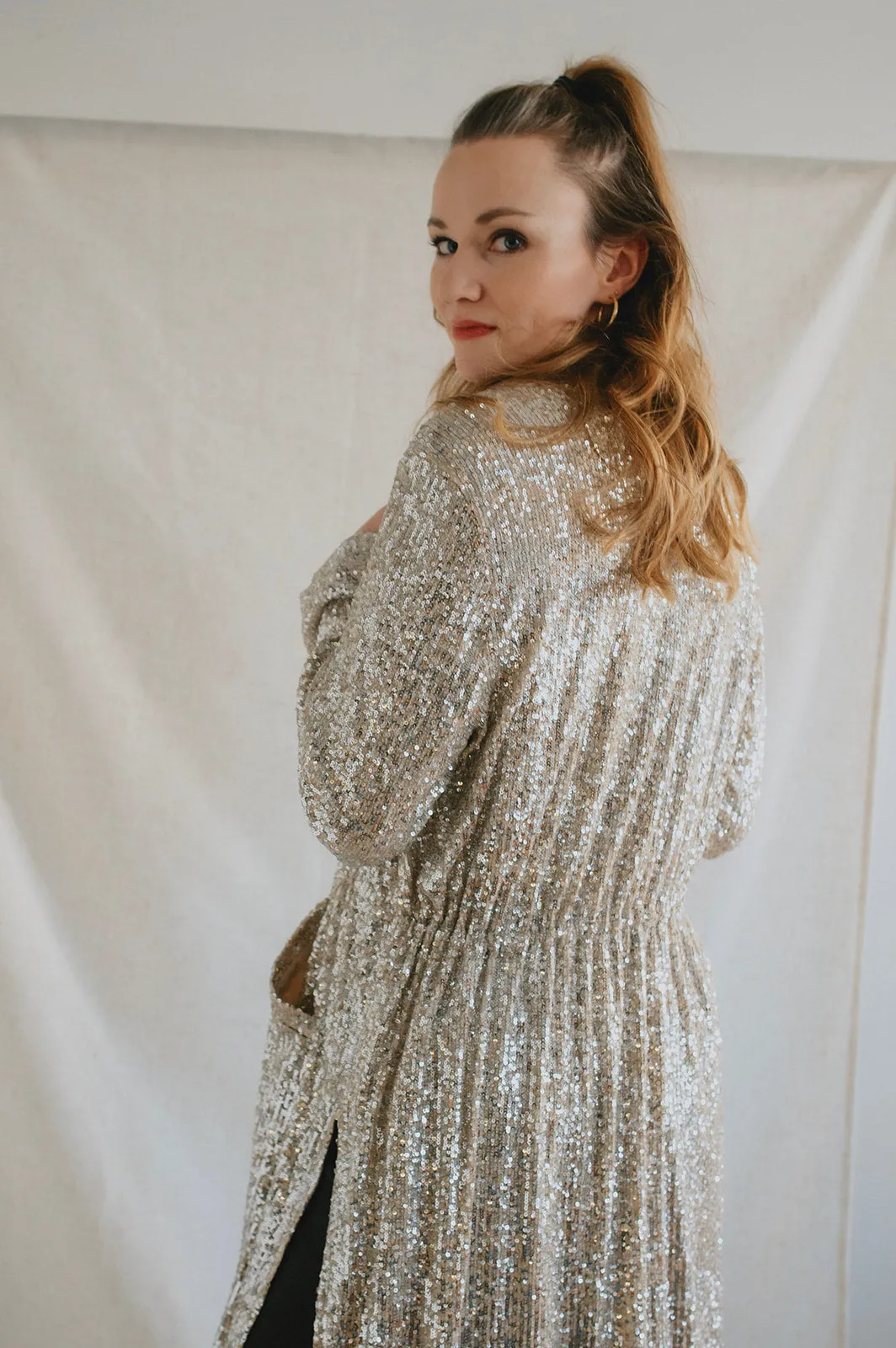 The Show Stopper Sequin Duster - Silver