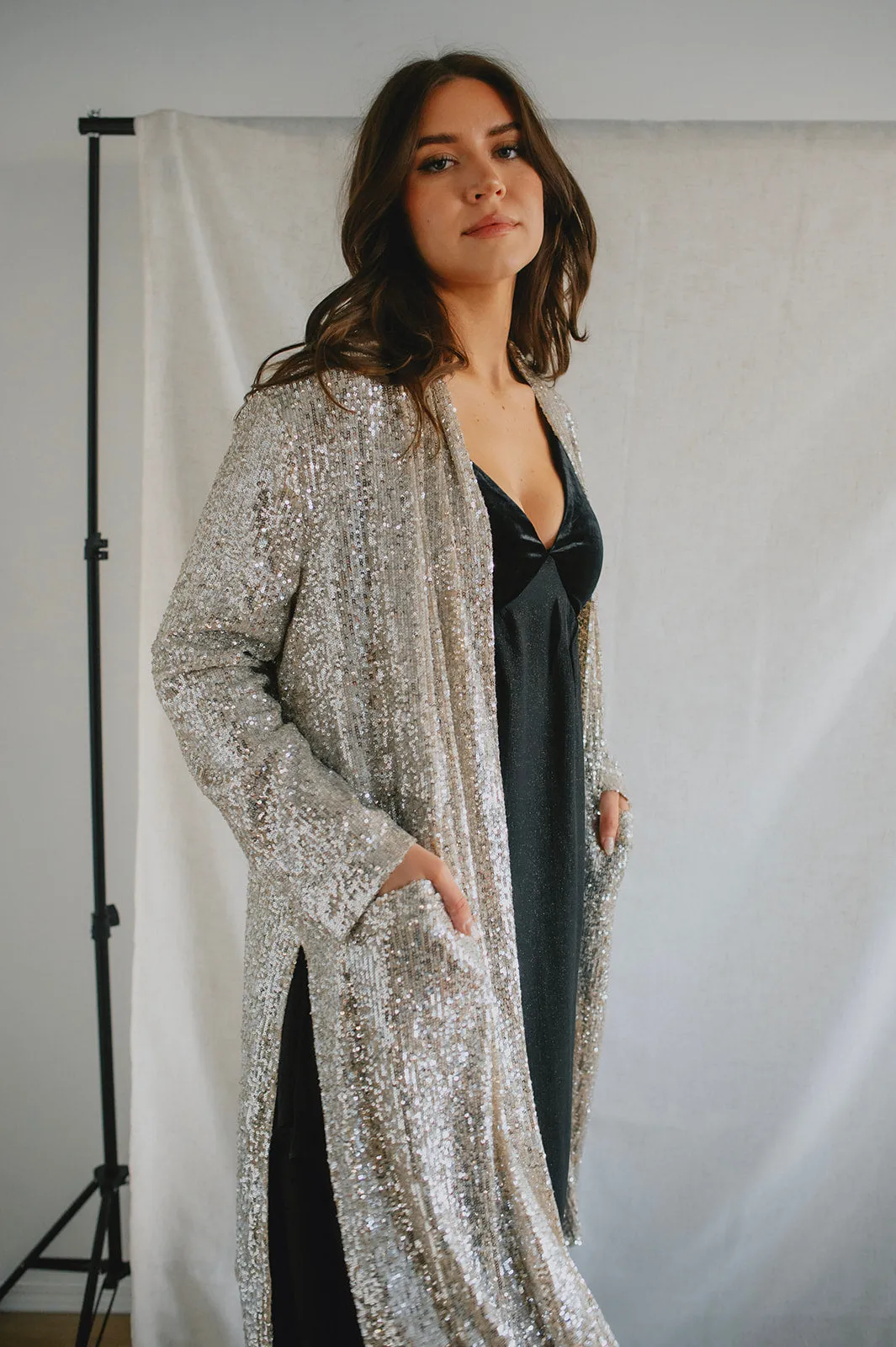 The Show Stopper Sequin Duster - Silver