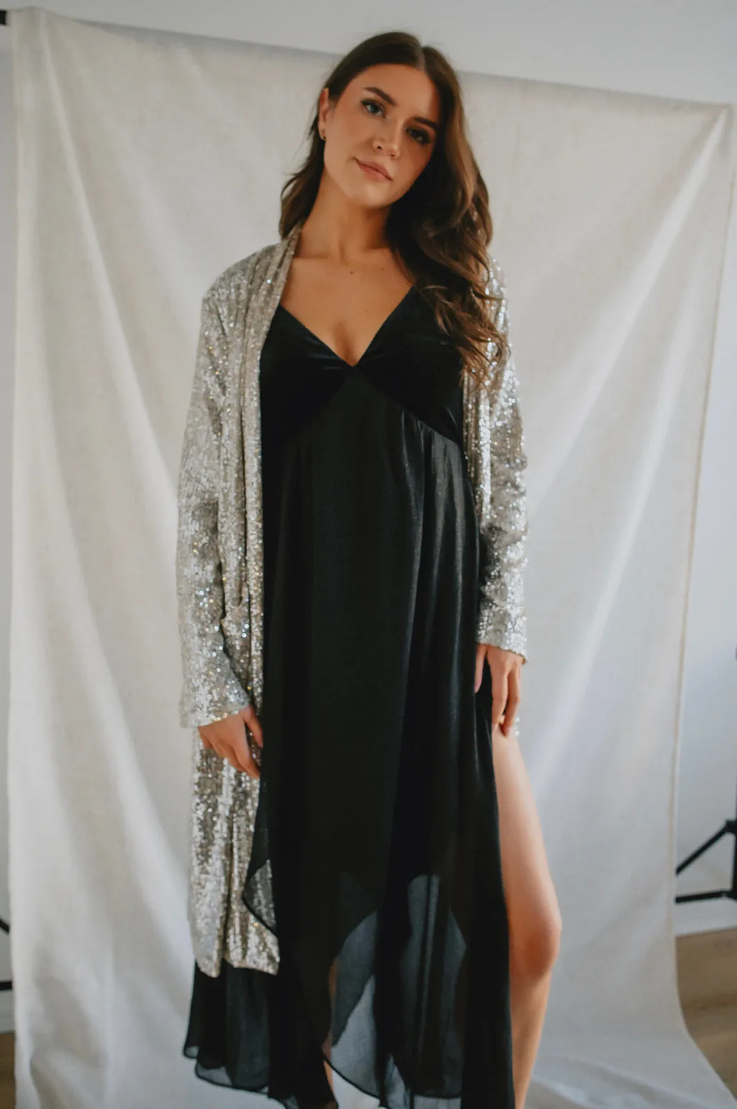 The Show Stopper Sequin Duster - Silver
