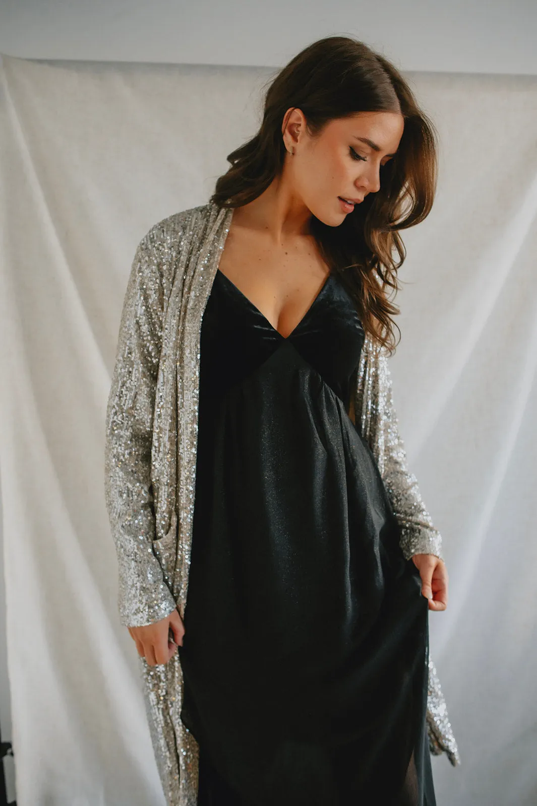 The Show Stopper Sequin Duster - Silver