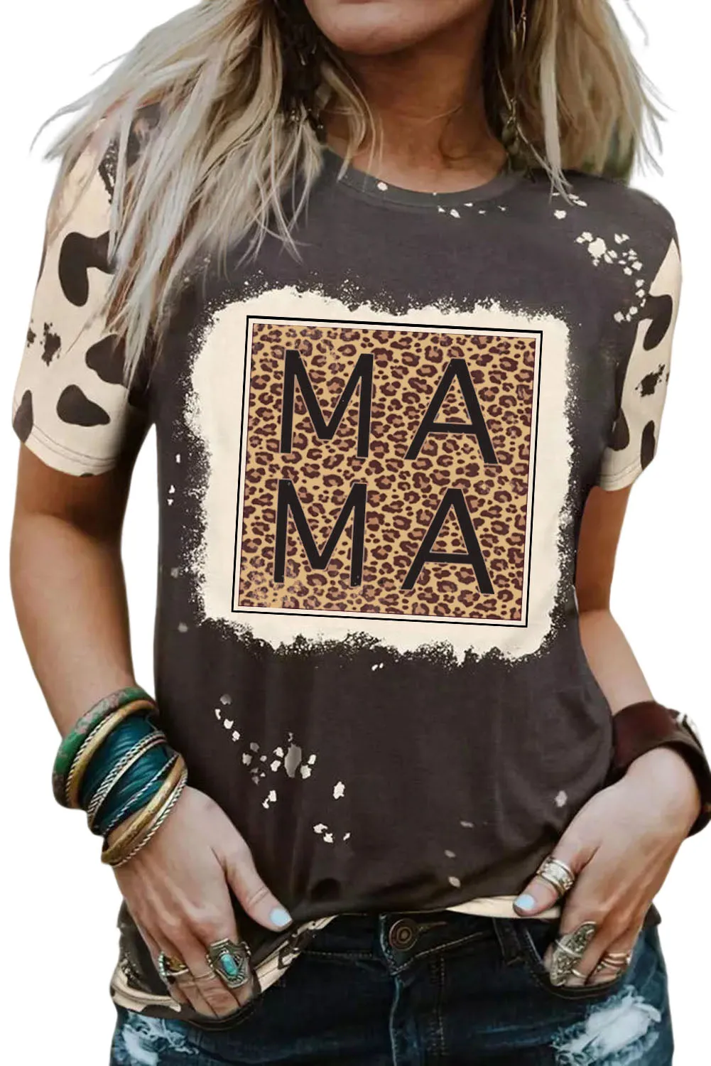 Tie Dye Bleached Crew Neck Short Sleeves T-shirt