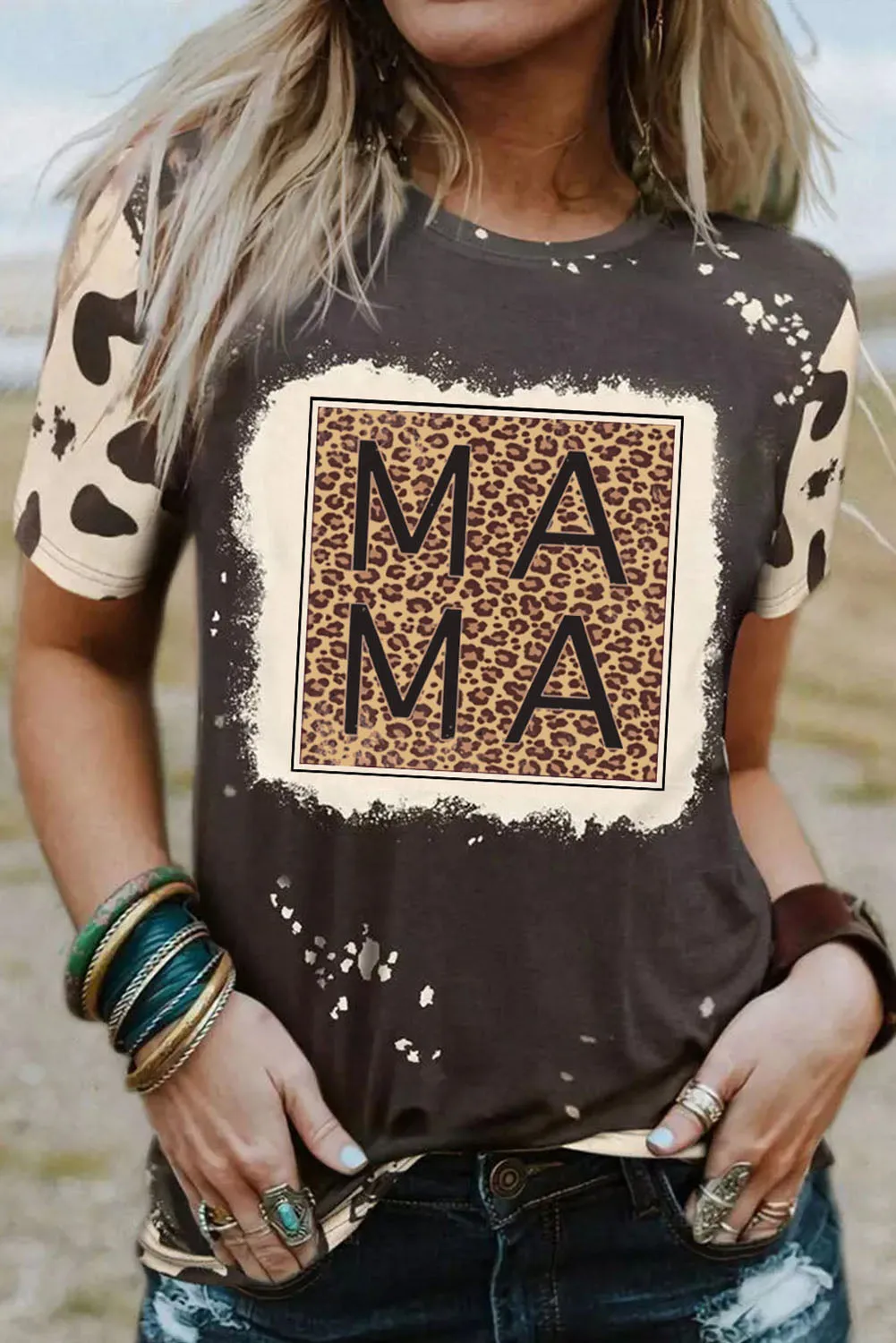Tie Dye Bleached Crew Neck Short Sleeves T-shirt