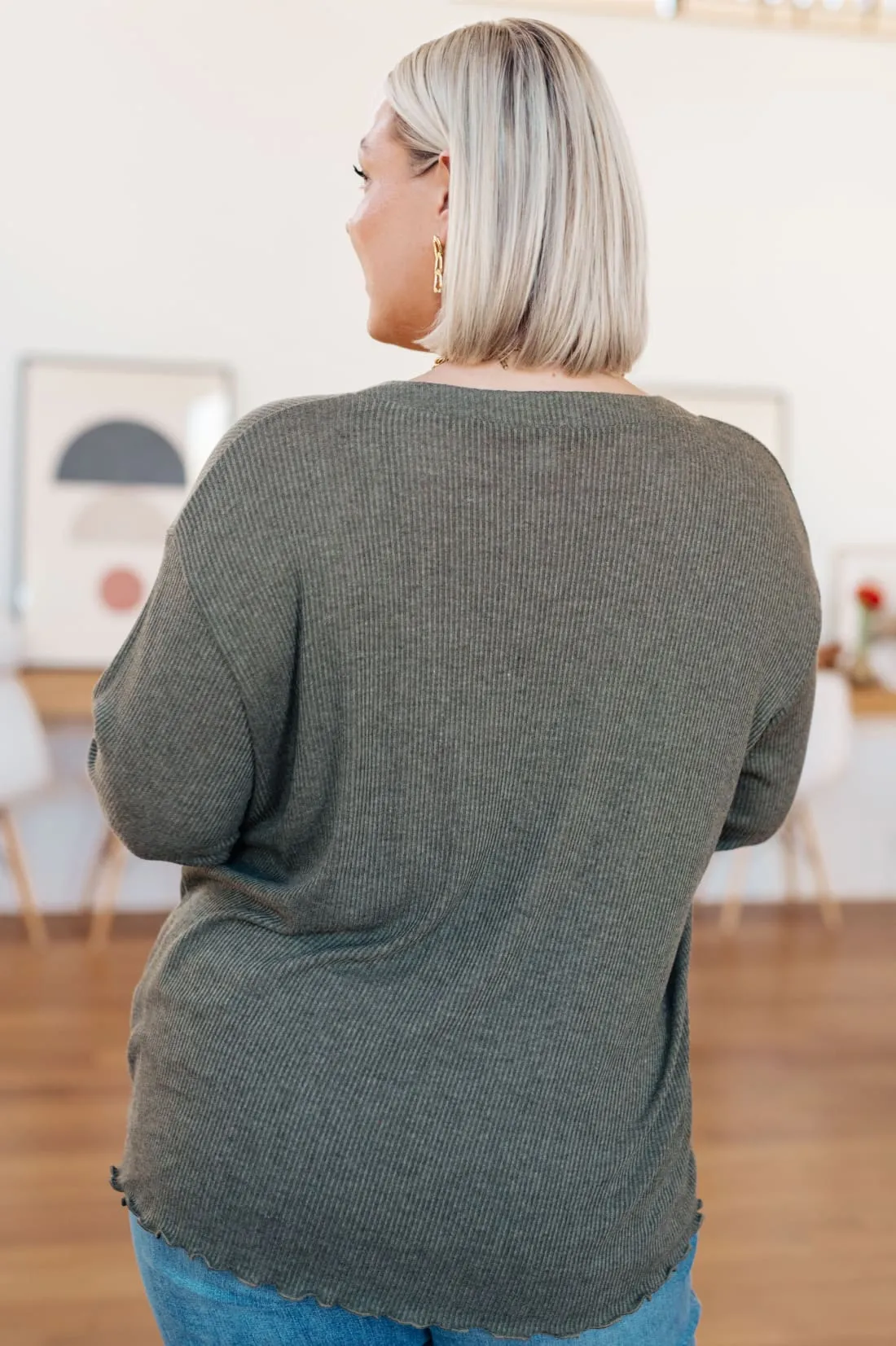 Tie Front Ribbed Knit Top