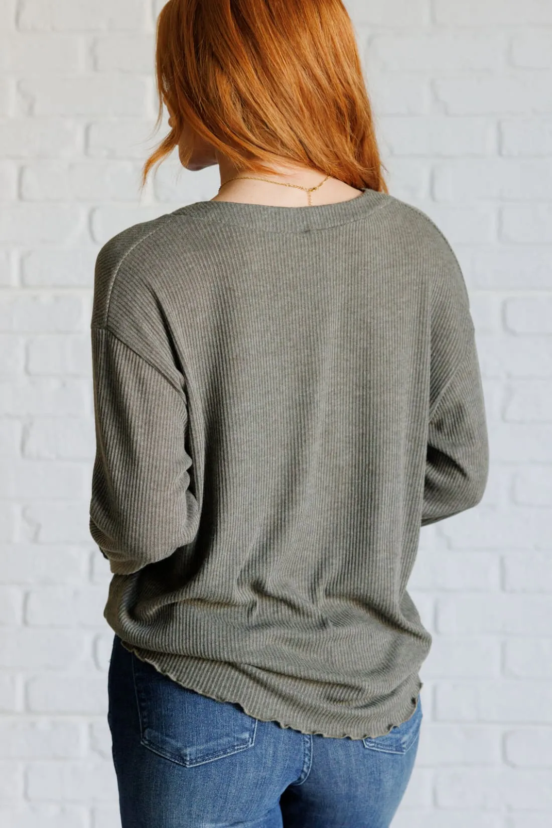 Tie Front Ribbed Knit Top
