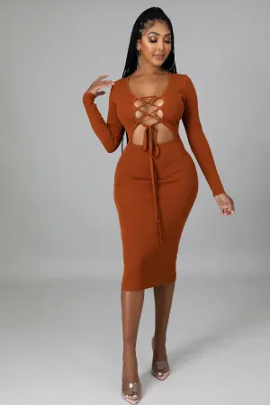 TIED UP DRESS | RUST