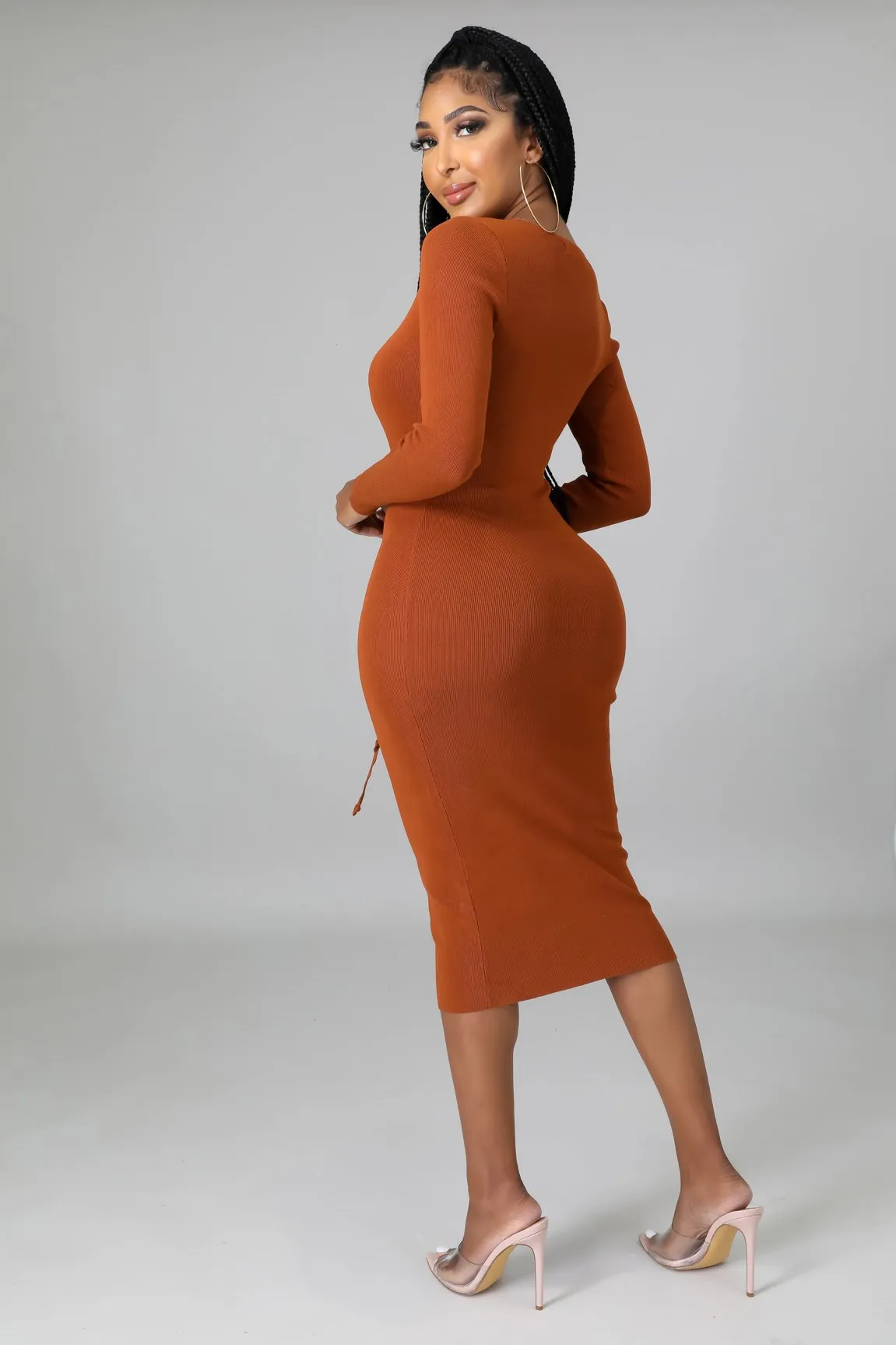 TIED UP DRESS | RUST