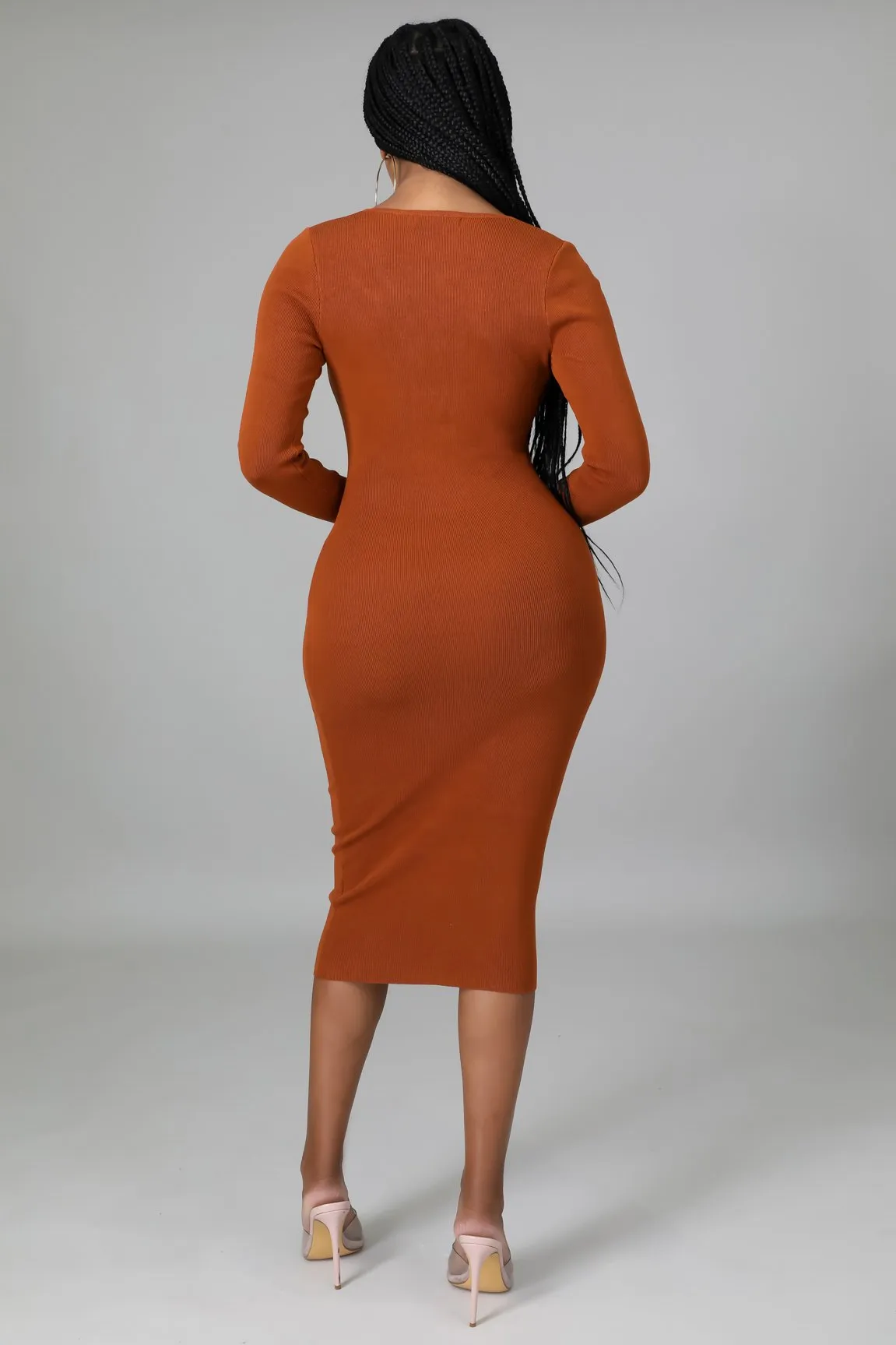 TIED UP DRESS | RUST