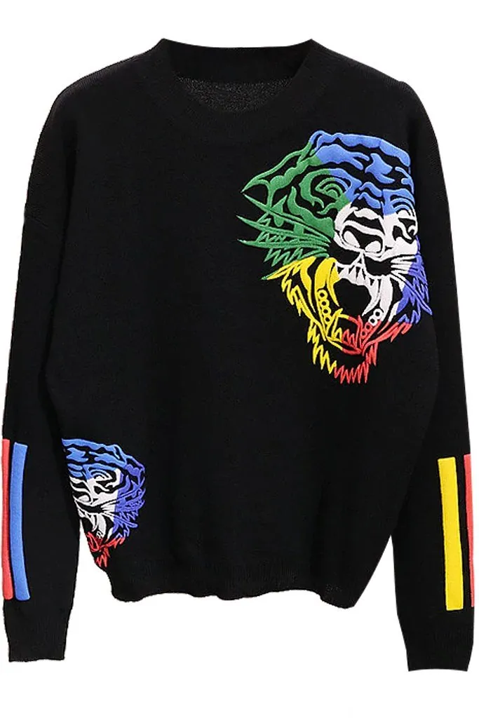 Tigre Black Sweater and Pants Set with Tiger Designs