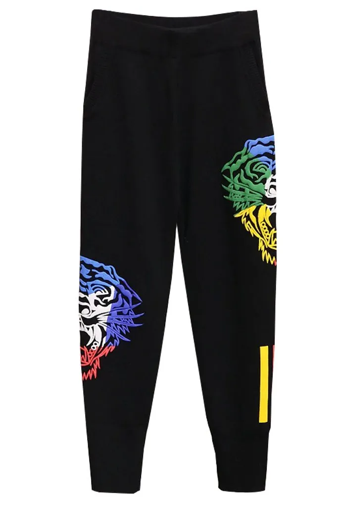 Tigre Black Sweater and Pants Set with Tiger Designs