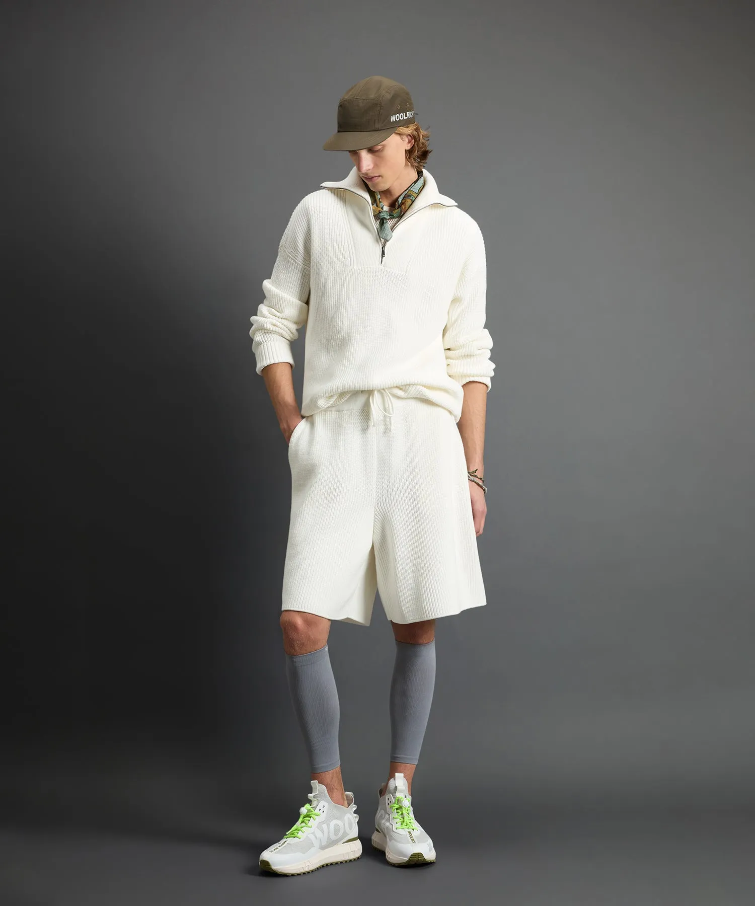 Todd Snyder x Woolrich Cotton Half-Zip Sweater in Bisque