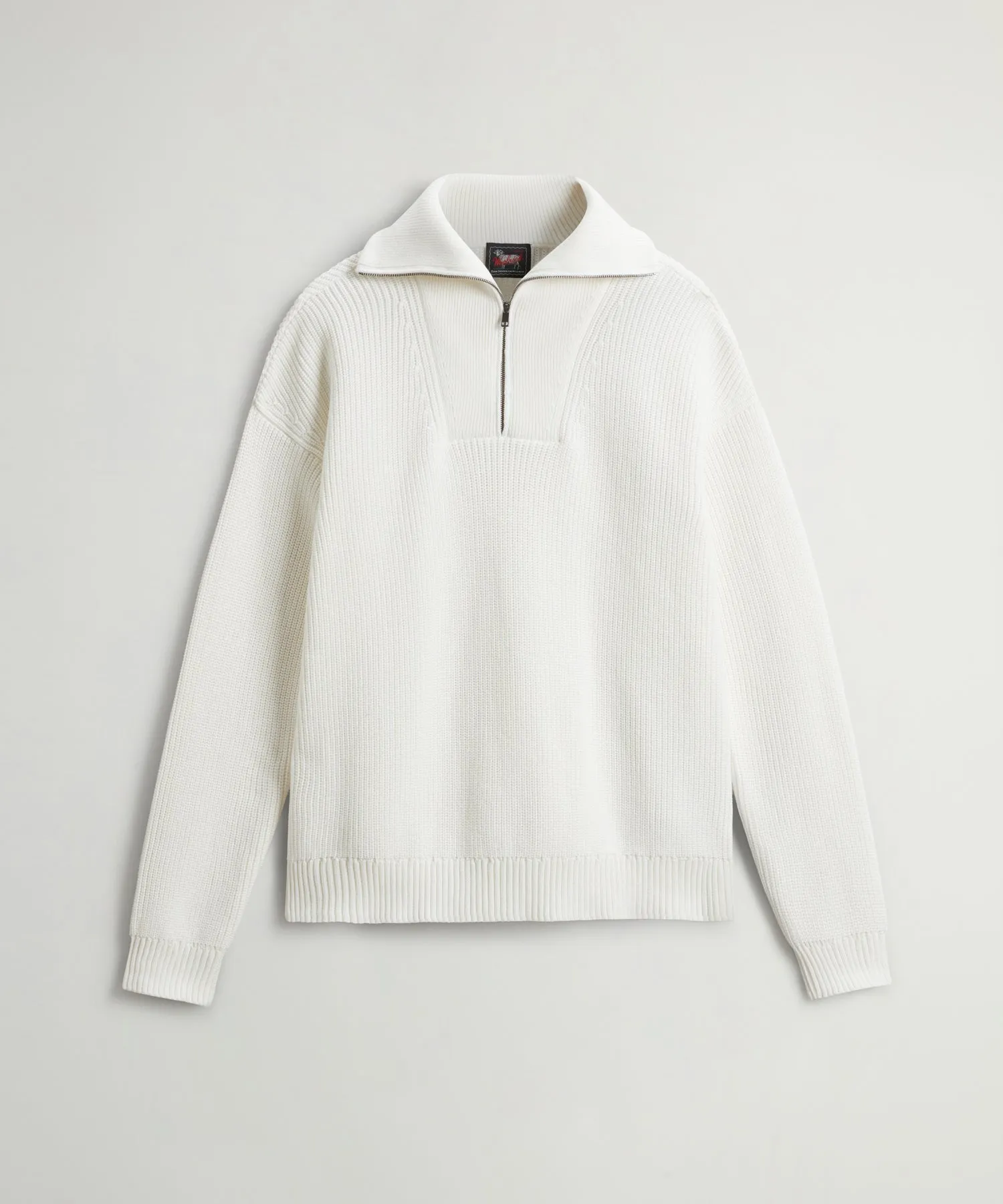 Todd Snyder x Woolrich Cotton Half-Zip Sweater in Bisque