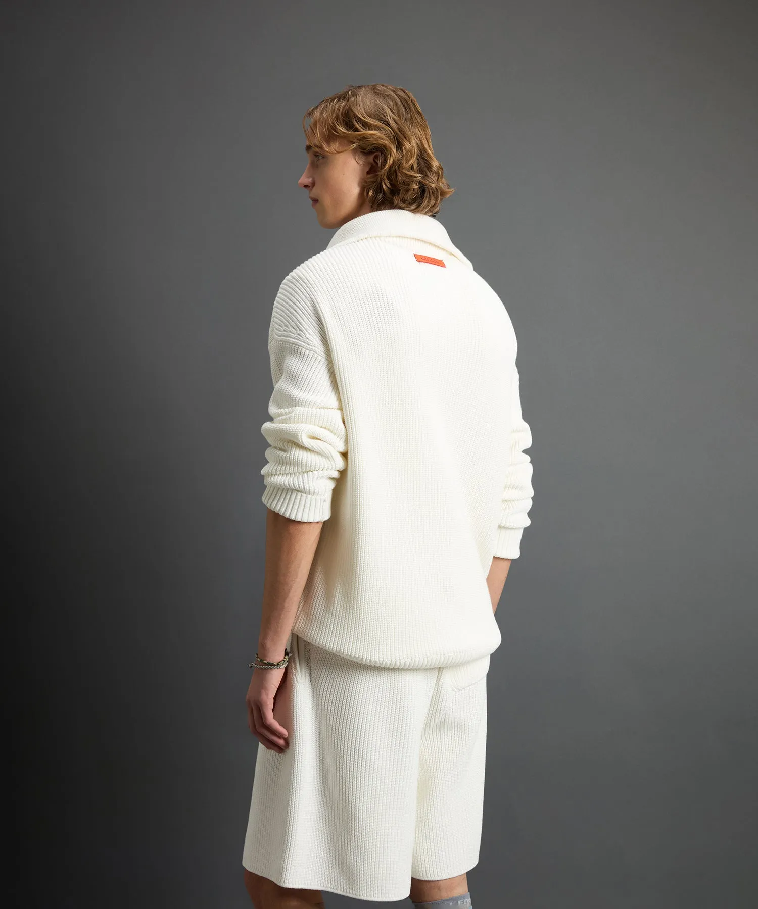 Todd Snyder x Woolrich Cotton Half-Zip Sweater in Bisque