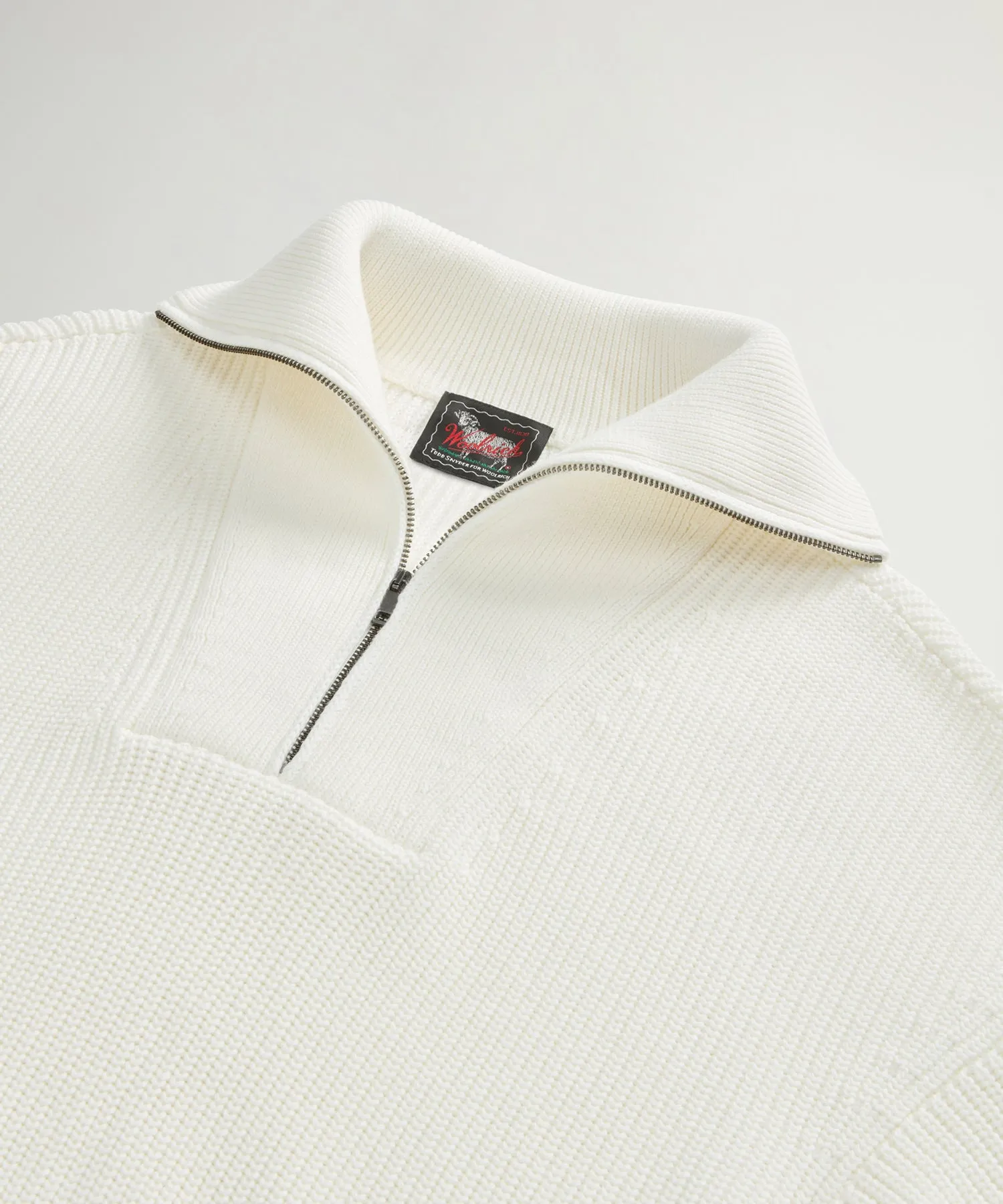 Todd Snyder x Woolrich Cotton Half-Zip Sweater in Bisque