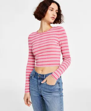 Tommy Jeans Back-Cutout Striped Ribbed Top T2GHNECG Rosebud Combo Pink XL