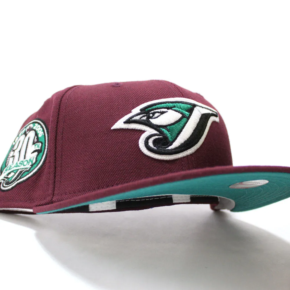 Toronto Blue Jays 30th Season New Era 59Fifty Fitted Hat (Maroon Teal Under Brim)