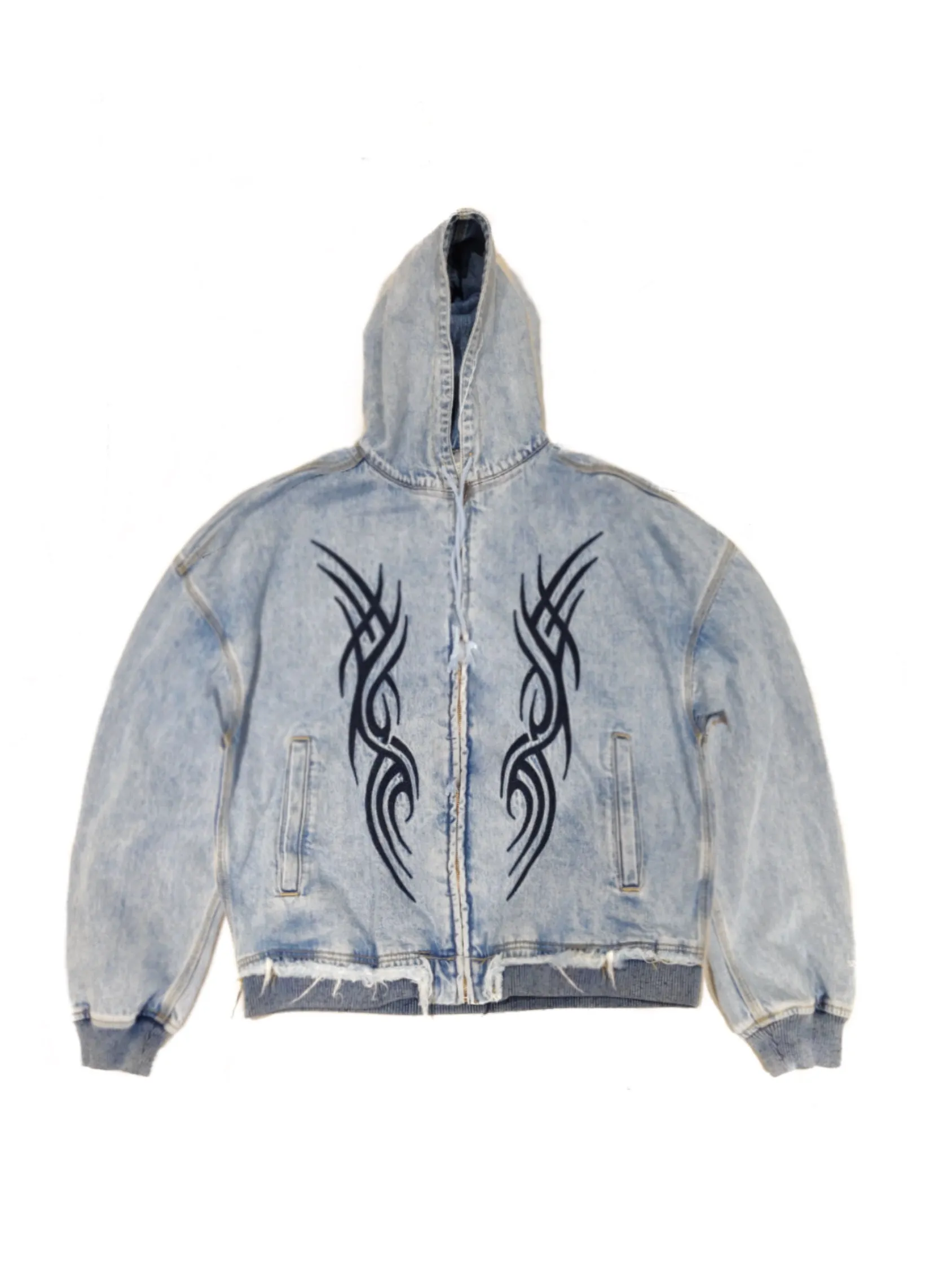 Tribal Zip Up Hoodie Vintage Blue