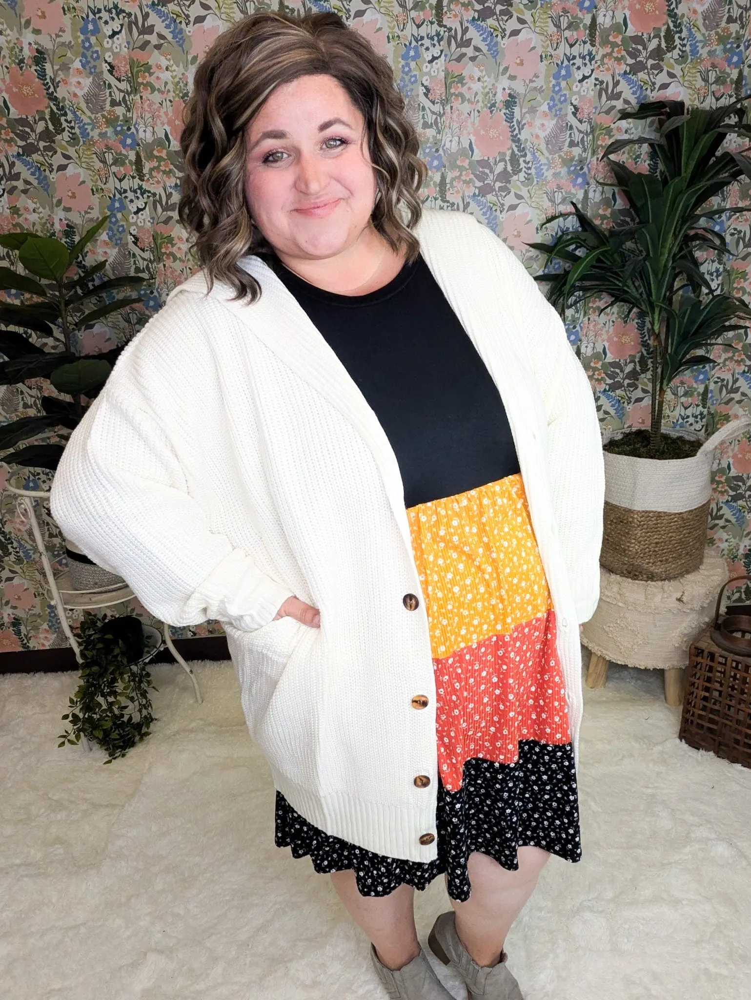 Trisha Tiered Babydoll Dress in Fall Florals