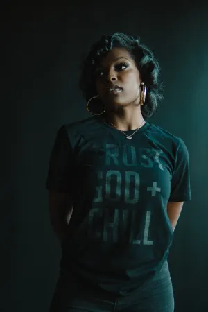 Trust God   Chill (BLKonBLK) Adult Box T-Shirt