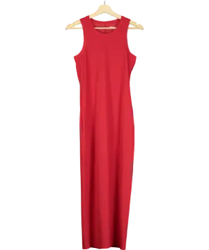 TRVL DRSS Red Ribbed Sleeveless Maxi Dress UK S