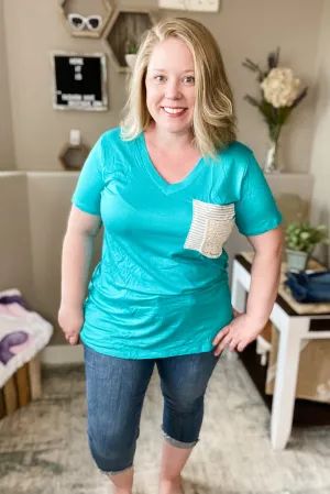 Turquoise & Lace Boyfriend Tee