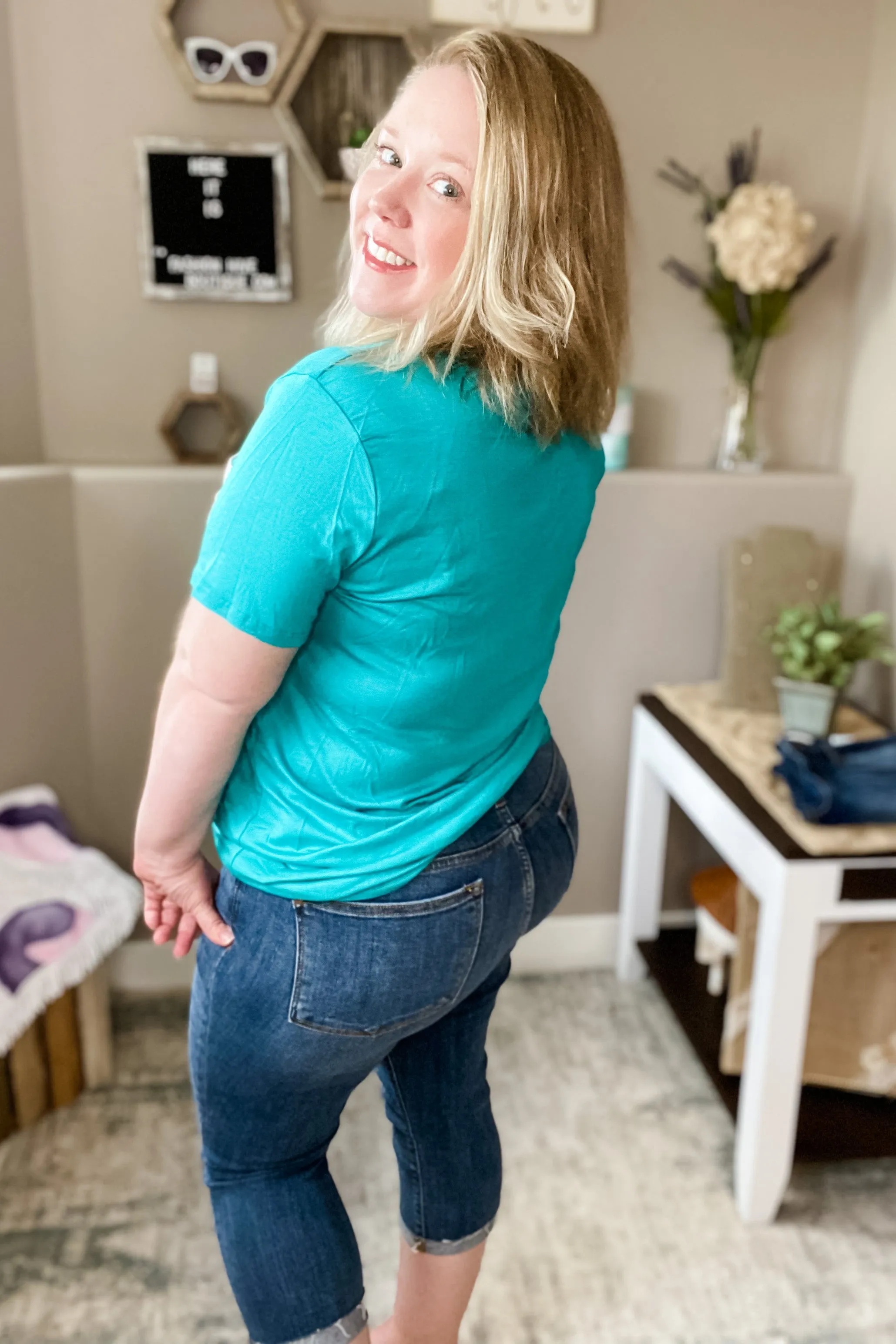 Turquoise & Lace Boyfriend Tee
