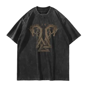 Twin Viking Dragons Washed T-Shirt