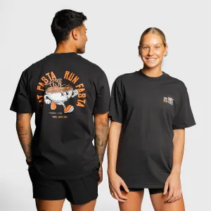 TWL - LIFESTYLE OVERSIZED T-SHIRT - EAT PASTA RUN FASTA - BLACK
