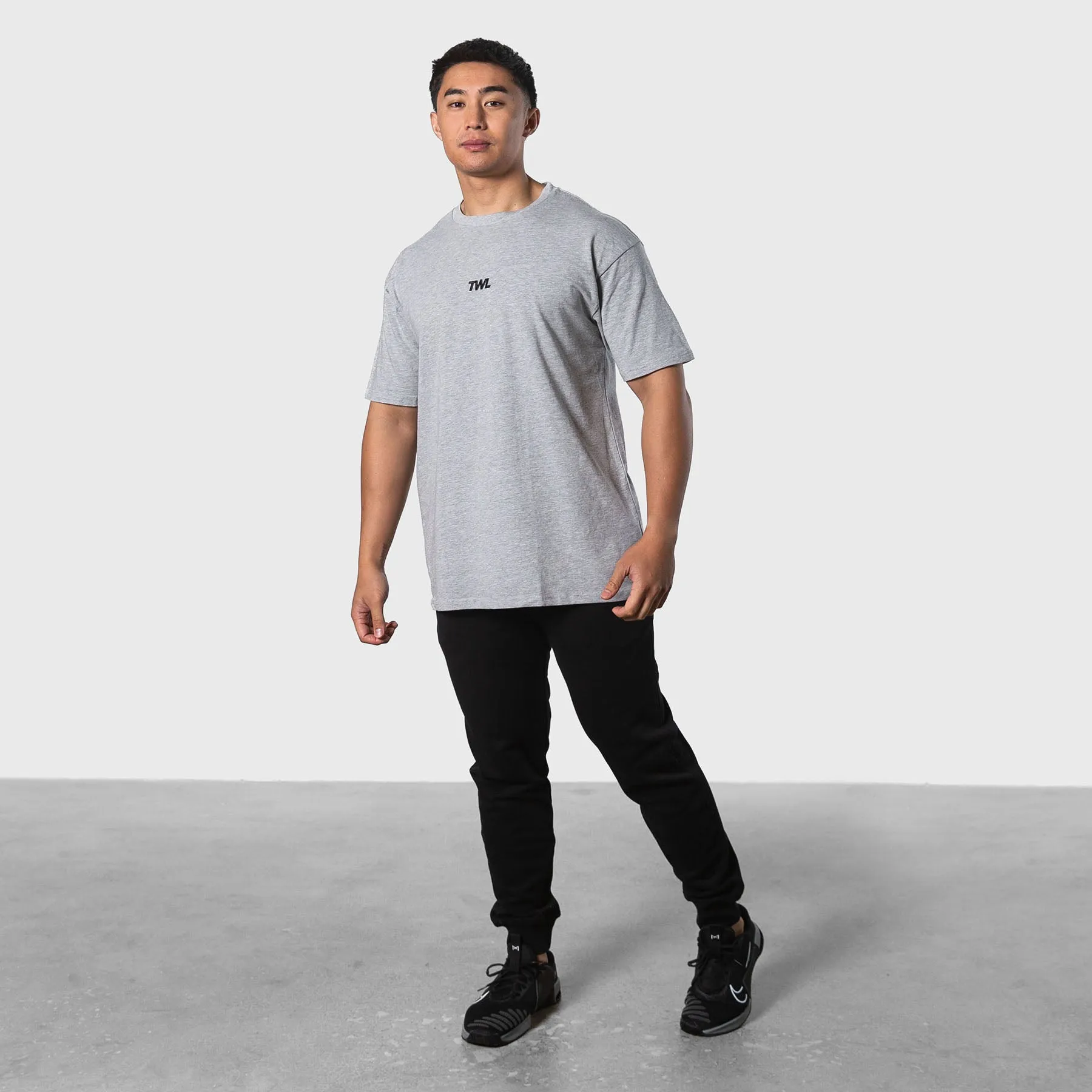 TWL - OVERSIZED T-SHIRT - LIGHT GREY MARL/BLACK